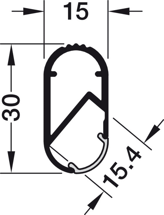 Wardrobe rail, Häfele Loox Profile 5105 for LED strip lights 10 mm