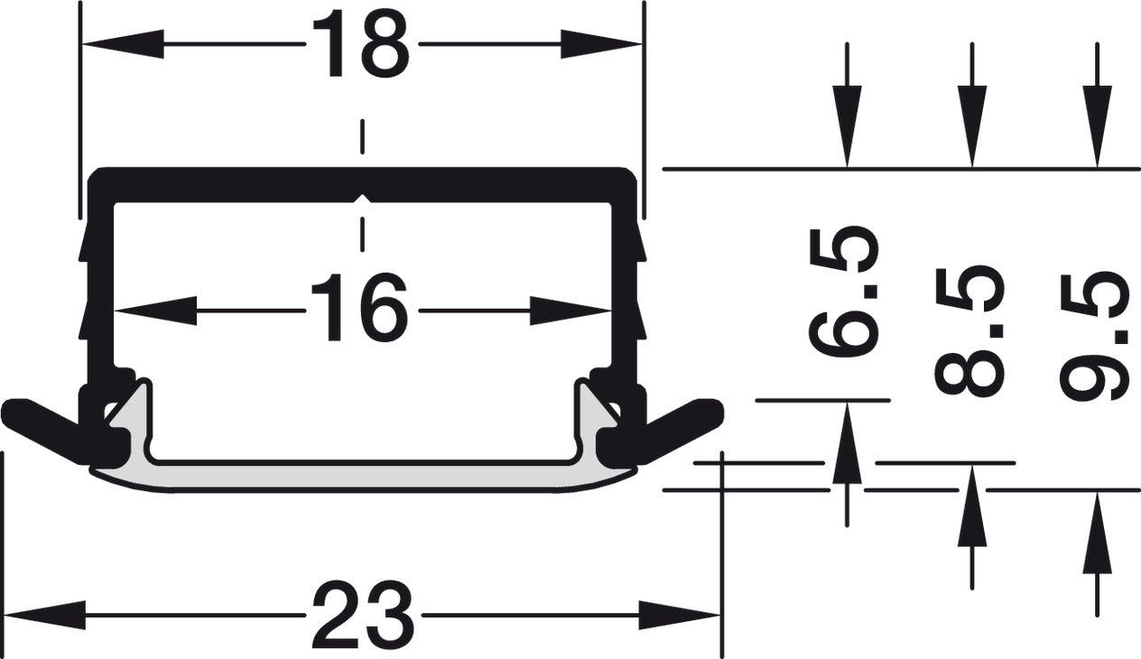 Profile for recess mounting, Häfele Loox Profile 1190 for LED strip lights 10 mm