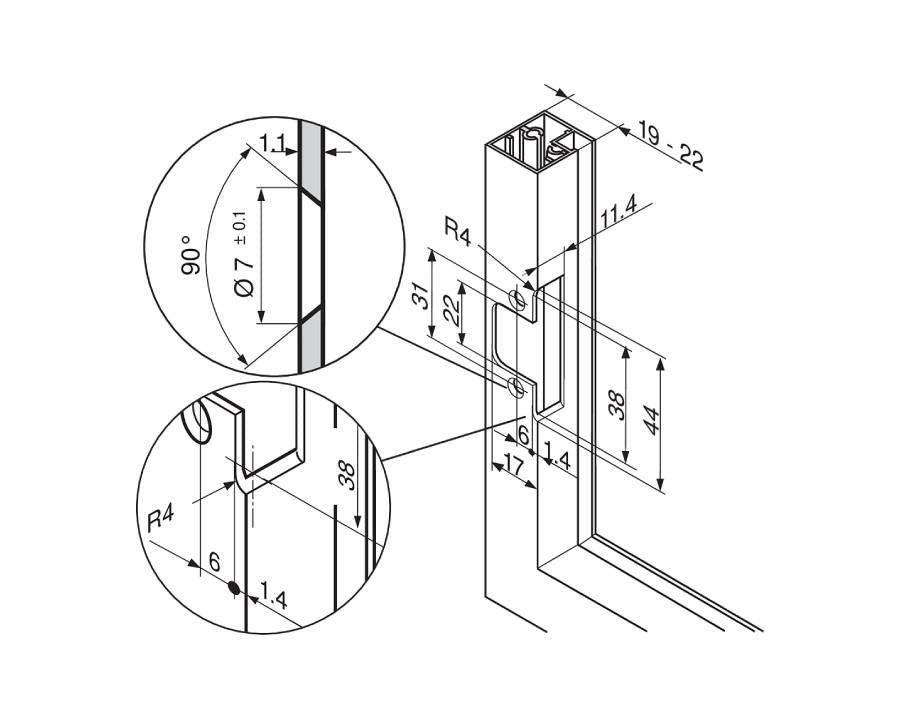 CLIP mounting plate, zinc, screw-on, left, for narrow alu frames 175H5B00