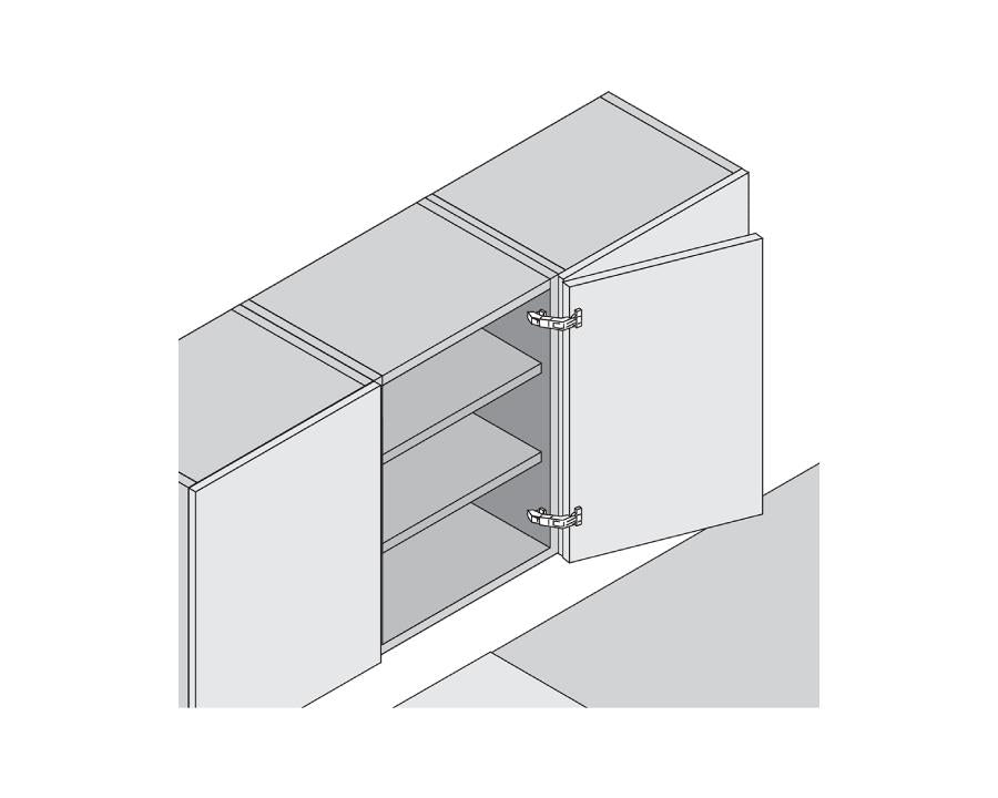 Blum CLIP top wide angle hinge 170° hinge. Overlay application. Boss: EXPANDO. 71T658E