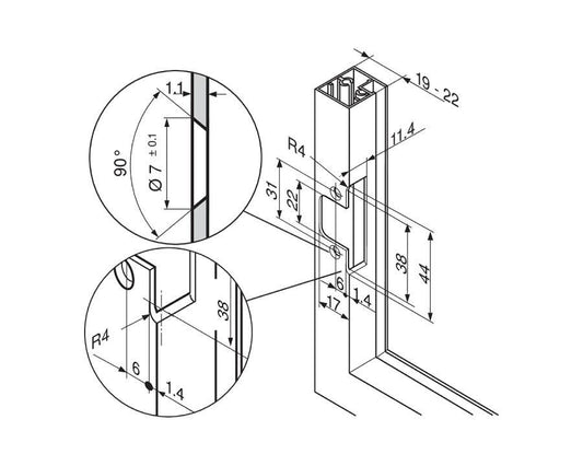 CLIP mounting plate, 0 mm, zinc, screw-on for narrow alu frames 175H5A00