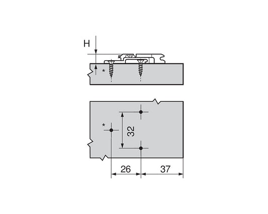 Blum CLIP Mounting Plate, 2 Part 18mm. 175H7190.22