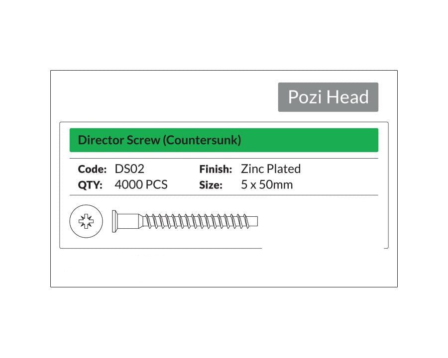 Pozi Head - Director Screw Countersunk 5.0 x 50mm. 4000 pack